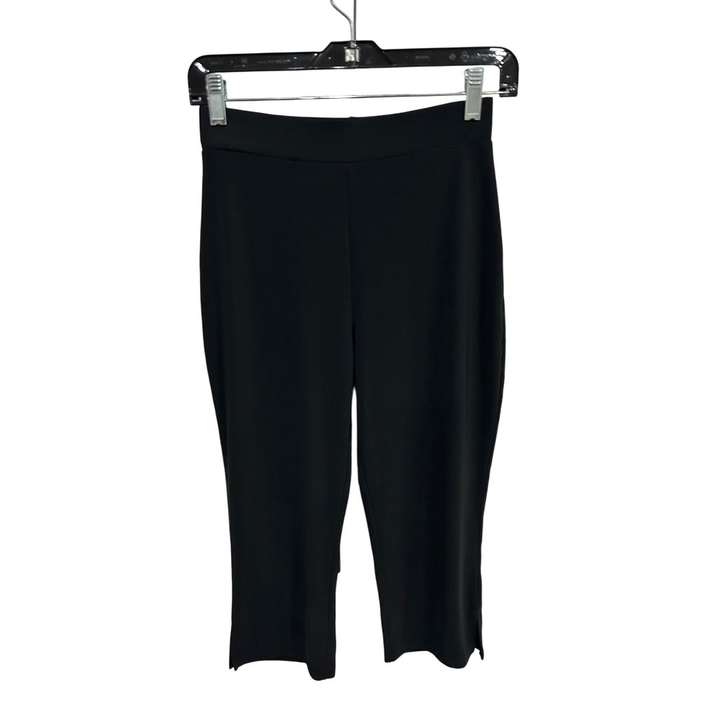Anne Klein Black Elastic Waist Cropped Pants Size Medium Nylon Lycra Stretchy Ca